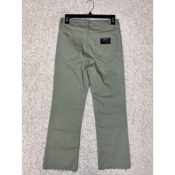 Risen Jeans Womens 28 Green Denim Mid Rise Straight Leg Raw Hem Normcore Basic - Picture 5 of 11